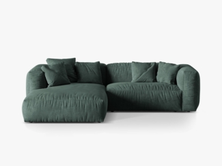 Micadoni Ecksofa Martina 2-Sitzer Samt Petrol Links