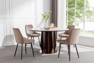 Vente-unique - Stuhl 2er-Set - Samt & Schwarzes Metall - Taupe - MASURIE