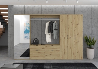 INOSIGN Garderoben-Set Trondheim, Breite 273 cm, 6-teilig, bestehend aus:, (Set, 5-St), 3x Garderobenschrank, 1 Kommode, 1 Garderobenstange, 1 Ablageboden