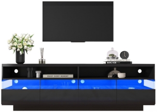 MODFU Lowboard TV-Schrank mit Nischen und Schubladen (Breite: 173,5cm), TV-Ständer hochglanz mit LED