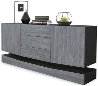 Vladon Sideboard City, Schwarz matt/Avola-Anthrazit - Moderne Kommode für Ihr Wohnbereich (178 x 72 x 38 cm)