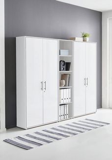 BMG Möbel Aktenschrank Büromöbel Office Edition 10 (Aktenschrank Regal Set, besteht aus 2x Aktenschrank und 1x Regal) mit viel Stauraum, abschließbar