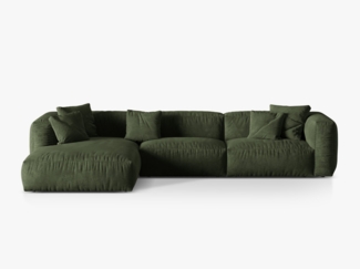 Micadoni Ecksofa Martina 3-Sitzer Samt Grün Links