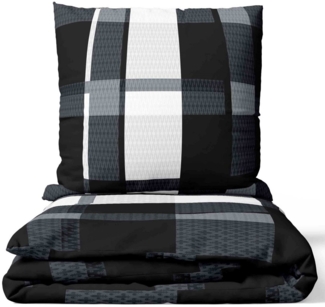 Leonado Vicenti Bettwäsche 135x200 angenehm und pflegeleicht, Microfaser, 2 teilig, Streifen und Ornamente in Grau Schwarz