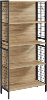 Valora Bücherregal - 4-stöckiges Sonoma-Eichenholz mit schwarzem Stahlrahmen