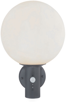 Wandleuchte, anthrazit, Glas weiß, Bewegungsmelder, H 37 cm