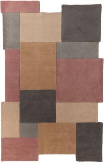 FLAIR RUGS Wollteppich Abstract Collage, rechteckig, Höhe: 11 mm, 100% Wolle, Karo Design, Patchwork, modern, mehrfarbig