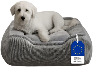 skølm 'Eir' Hundebett, mit waschbarem Bezug, wasserdicht, grau, 90x65x26 cm, Hundesofa für kleine und mittelgroße bis zu 25 kg
