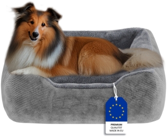 skølm 'Eir' Hundebett, mit waschbarem Bezug, wasserdicht, grau, 90x65x26 cm, Hundesofa für kleine und mittelgroße bis zu 25 kg