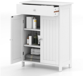 COSTWAY Badkommode, Badezimmerschrank mit Schublade & Tür, Holz