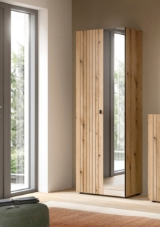 INOSIGN Garderobenschrank TATIO, Höhe 192 cm, Rillenoptik, Spiegeltür (1-St) Garderobenschrank, Flurschrank, Dielenschrank