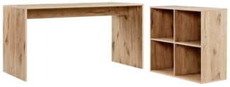 mokebo Schreibtisch Die Produktiven (mit 4 offenen Fächern), PC Tisch groß in Eiche/Weiß, auch als Arbeitstisch mit Stauraum