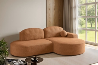 Ecksofa Schlafsofa Sofa GIRONA Stoff Arena Rostbraun Ottomane Rechts