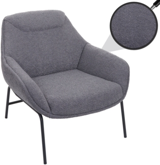 Lounge-Sessel HWC-J77, Cocktailsessel Sessel, Bouclé Stoff Metall ~ dunkelgrau