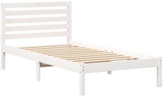vidaXL Bettgestell mit Kopfteil Weiß 75 x 190 cm Massivholz Kiefer 872273