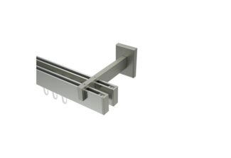 Innenlauf-Gardinenstangen-Set Smartline Paxo 240 cm (geteilt in 2 x 120 cm), 2-läufig, 14x35 mm Edelstahl-Optik