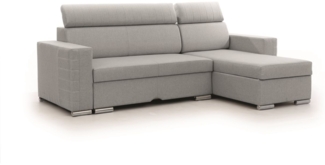 Ecksofa Schlafsofa Sofa CANTON in Stoff Liverpool Grau Ottomane Rechts