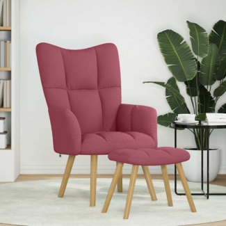 vidaXL Relaxsessel mit Hocker Weinrot Stoff 4016781