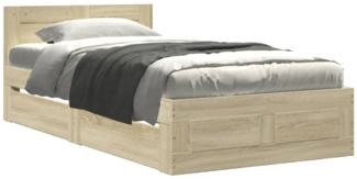 vidaXL Bettgestell mit Kopfteil Sonoma-Eiche 100x200 cm Holzwerkstoff 3295578
