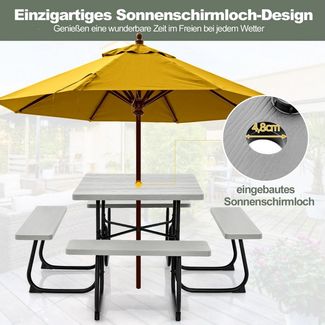 KOMFOTTEU Gartentisch, Picknicktisch Set, für 8 Personen