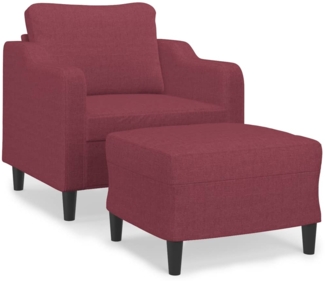 vidaXL Sessel mit Hocker Weinrot 60 cm Stoff 3201133