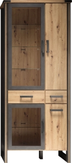 Vitrine Malta / Mia , Holzwerkstoff , Holzfarben , 89 x 212 x 42 cm