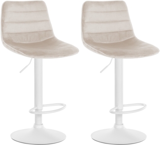 CLP 2er Set Barhocker Lex Samt,creme weiß