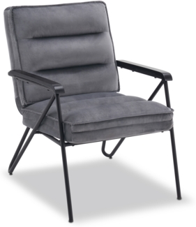 M MCombo Grau Relaxsessel, bequemer Polstersessel, moderner Wohnzimmerstuhl, Fernsehsessel, Samt, 4750-1 (ohne Hocker)