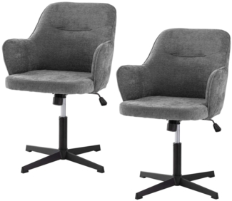 UEV Polsterstuhl Bürostuhl Homeoffice Stuhl, Konferenzstuhl mit Armlehne Metallbeine (2er set, bis 150kg belastbar, atmungsaktiver Stoff, für Arbeitszimmer, Schlafzimmer), drehbar höhenverstellbar wippbar Besucherstuhl Schreibtischstuhl