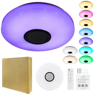 Sunicol LED Deckenleuchte Smart Deckenlampe mit Bluetooth Lautsprecher, RGB mit 3000-6500K, mit Fernbedienung /APP-Steuerung