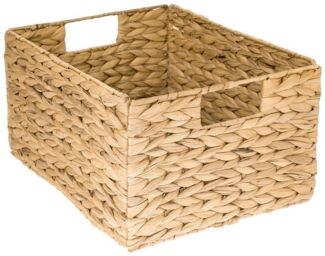 HMF Aufbewahrungskorb faltbarer Korb geflochten aus Wasserhyazinthe Seegras (1 St), handgefertigter Flechtkorb, 36 x 28 x 20 cm