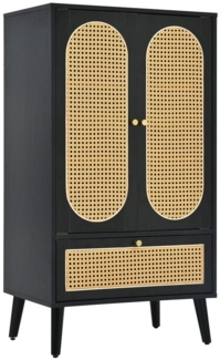 MODFU Kommode Highboard Esszimmerschrank Bücherregal Rattan-Design (mit 2 Türen, 1 Schublade), mit Türen und Schubladen Sideboard mit großem Stauraum