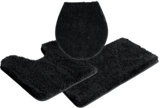 Möve Badematte Superwuschel, Badvorleger, Badezimmer Teppich, Höhe 40 mm, rutschhemmend beschichtet, fußbodenheizungsgeeignet, schnell trocknend, strapazierfähig, Polyester, rechteckig, 3-tlg. Stand-WC Set, Mikrofaser-Badematte, Badteppich, rechteckig,...