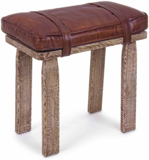 Hocker Charleston aus Büffel-Leder, 54x30x53 cm