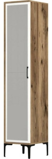 Dmora 1-Tür Mehrzweckschrank Asfodelo, Schrank für Badezimmer oder Küche, Multifunktionaler Hochschrank, Mehrzweckschrank, 40x48h201 cm, Walnuss und Weiß