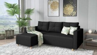 Stylefy Livenza Ecksofa Strukturstoff Schwarz Links