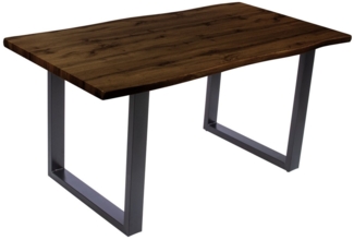 Loreno® Esstisch Josy, Nussbaumholz, Baumkante, MDF-Platte, Metallgestell