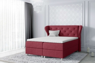 99rooms Bellagio Boxspringbett Velours 200x200 cm Bordeaux