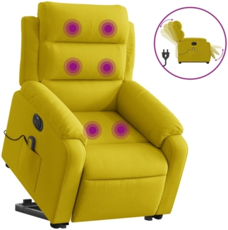 vidaXL Massagesessel mit Aufstehhilfe Elektrisch Gelb Samt 3205132