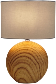 Tischlampe Wohnzimmer Tischleuchte Schlafzimmer Holz Optik Stoff Beige 3194527