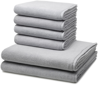 Ross Sensual Skin 6 tlg. Frottier-Set - 4 X Handtuch (50 X 100cm), 2 X Duschtuch (75 X 140cm) - 500 g/m2 - Chrom