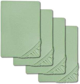 Spannbettlaken Microfaser Interlock-Jersey grün 90 x 190 - 100 x 200 cm 180 x 200 - 200 x 200 cm im 4er-Pack