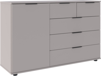 Wimex Kombikommode Tilburg, Sideboard 130x43x83cm, Made in Germany, mit schwarzen Metallgriffen, Stauraum hinter 1 Tür und in 5 Schubladen