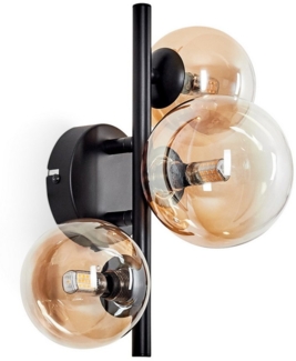 hofstein Wandleuchte Wandlampe aus Metall/Glas in Schwarz/Bernstein/Klar, ohne Leuchtmittel, Leuchte mit Glasschirmen, An/-Auschalter, 3xG9, ohne Leuchtmittel