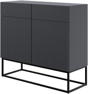 Selsey 'Veldio' Sideboard 2-türig mit Schubladen, schwarz mit Metallgestell, ca. 90 x 100 x 38 cm