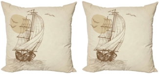 Abakuhaus Kissenbezüge Modern Accent Doppelseitiger Digitaldruck, (2 Stück), Nautisch Segelschiff Vögel Sonne