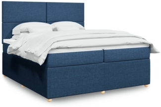 vidaXL Boxspringbett mit Matratze Blau 200x200 cm Stoff 3292162