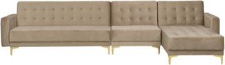 Modulsofa Samtstoff Schlaffunktion sandbeige linksseitig ABERDEEN