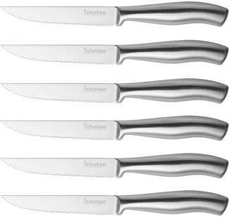 6-teiliges Steakmesser-Set 12cm Wellenschliff spülmaschinengeeignet Silber