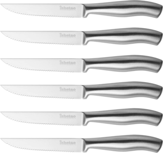 6-teiliges Steakmesser-Set 12cm Wellenschliff spülmaschinengeeignet Silber
